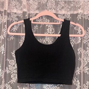 Black Fitted Sleeveless Crop Tank Top